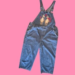 Cherokee Denim Embelished Capris Overalls XL